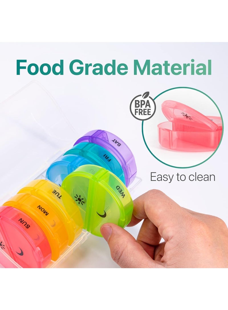 Portable 7-Day Pill Organizer AM PM – Large Clear Medicine Storage Box with Waterproof Dustproof Protection for Vitamins, Capsules, Fish Oil, and Daily Health Routine - Image 2